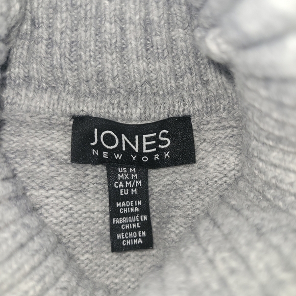 Jones New York Grey Heathered Knit Turtleneck Sweater M - Picture 6 of 6
